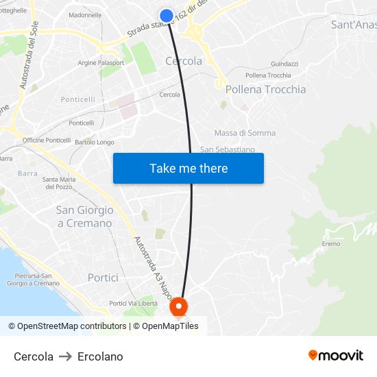 Cercola to Ercolano map