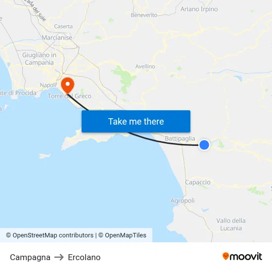 Campagna to Ercolano map