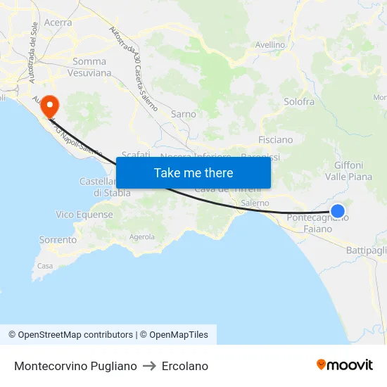 Montecorvino Pugliano to Ercolano map
