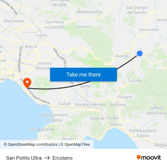 San Potito Ultra to Ercolano map