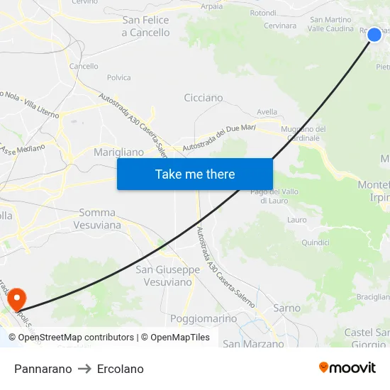 Pannarano to Ercolano map