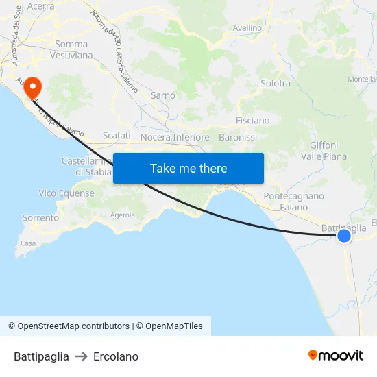 Battipaglia to Ercolano map