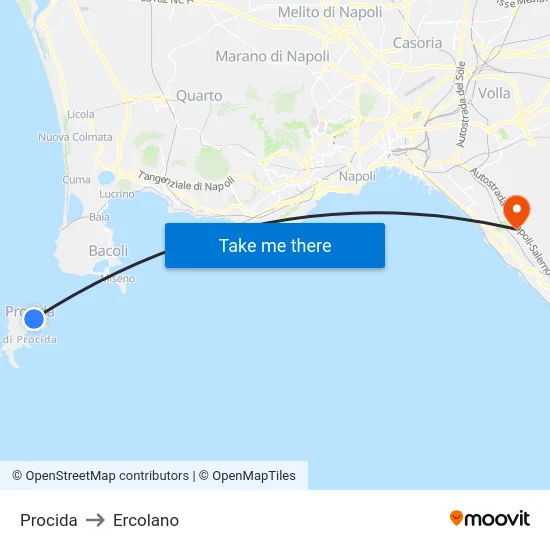 Procida to Ercolano map