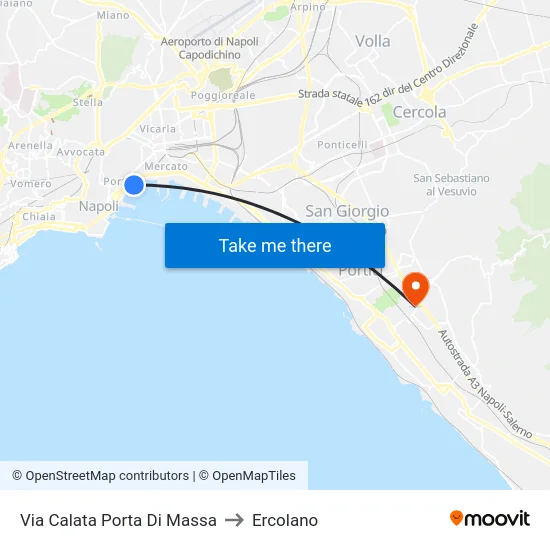 Via Calata Porta Di Massa to Ercolano map