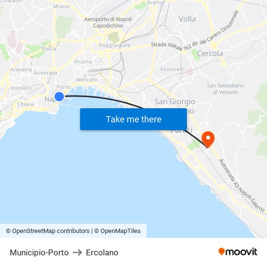 Municipio to Ercolano map