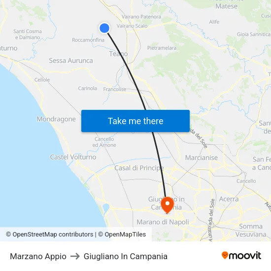 Marzano Appio to Giugliano In Campania map