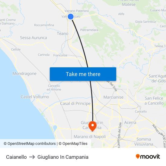 Caianello to Giugliano In Campania map