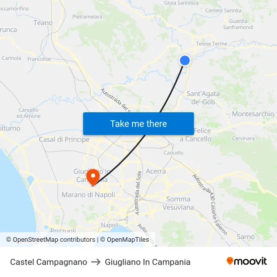 Castel Campagnano to Giugliano In Campania map