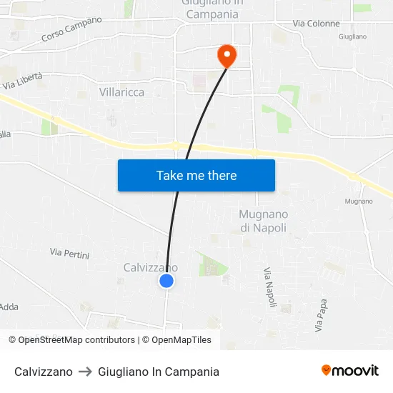 Calvizzano to Giugliano In Campania map