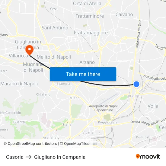 Casoria to Giugliano In Campania map