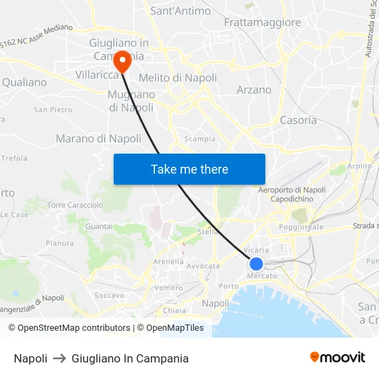 Napoli to Giugliano In Campania map