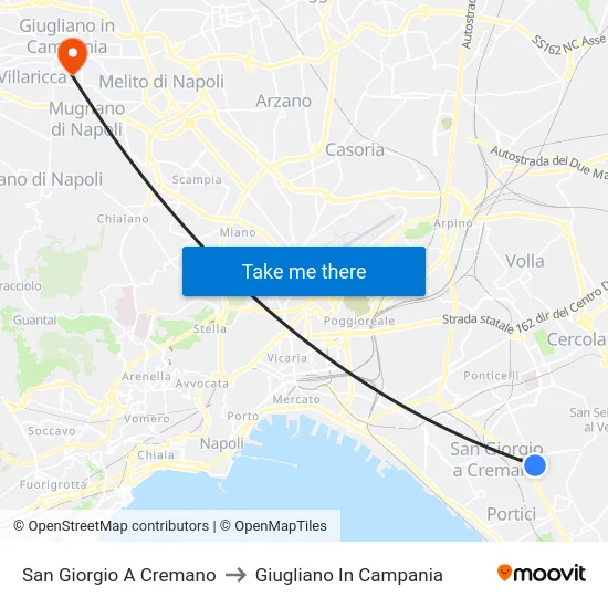 San Giorgio A Cremano to Giugliano In Campania map