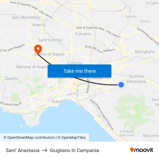 Sant' Anastasia to Giugliano In Campania map