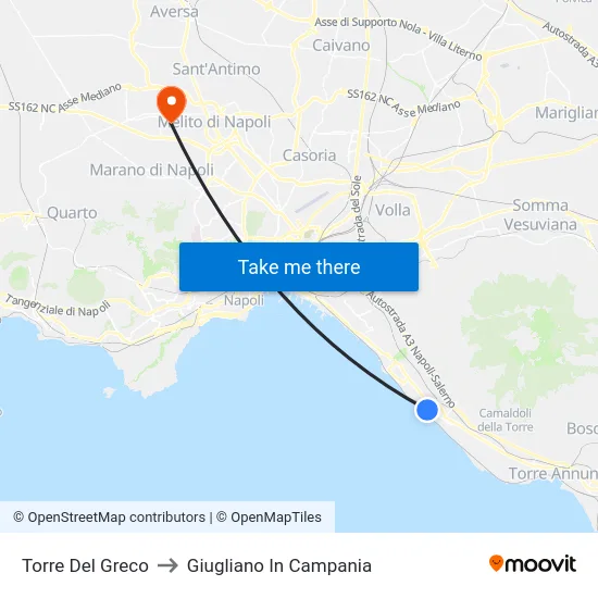 Torre Del Greco to Giugliano In Campania map