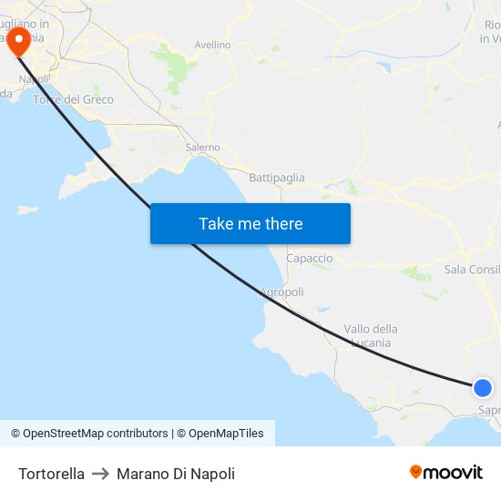 Tortorella to Marano Di Napoli map