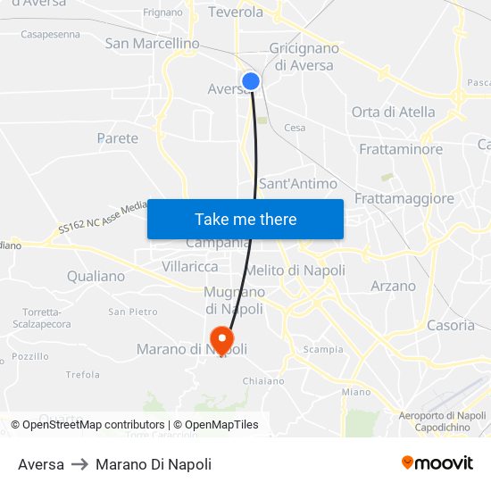 Aversa to Marano Di Napoli map