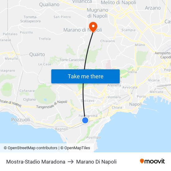 Mostra-Stadio Maradona to Marano Di Napoli map