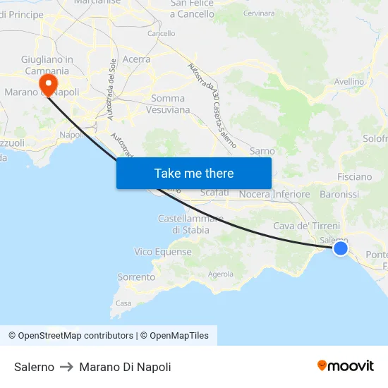 Salerno to Marano di Napoli map