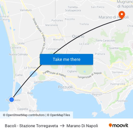 Bacoli - Stazione Torregaveta to Marano Di Napoli map