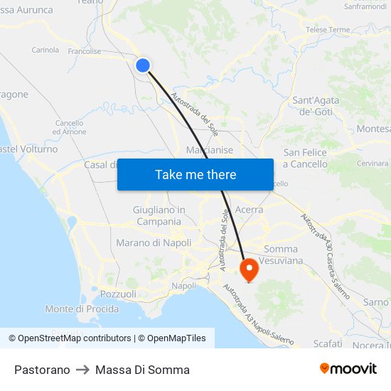 Pastorano to Massa Di Somma map