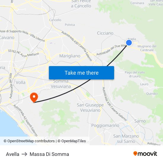 Avella to Massa Di Somma map