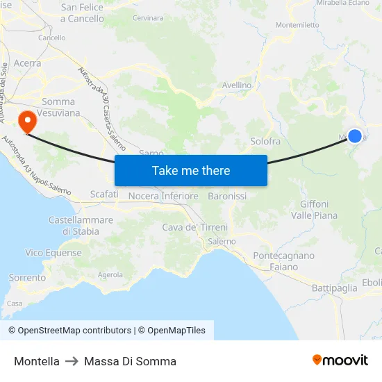 Montella to Massa Di Somma map