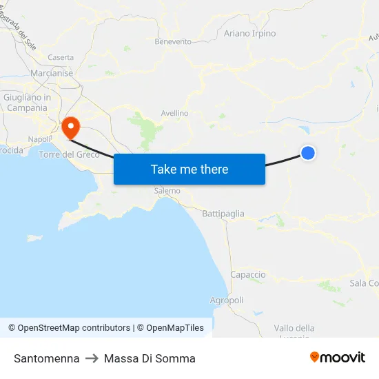 Santomenna to Massa Di Somma map