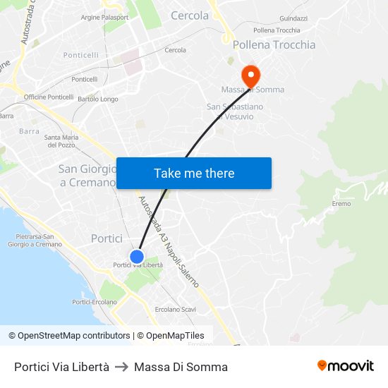 Portici Via Libertà to Massa Di Somma map