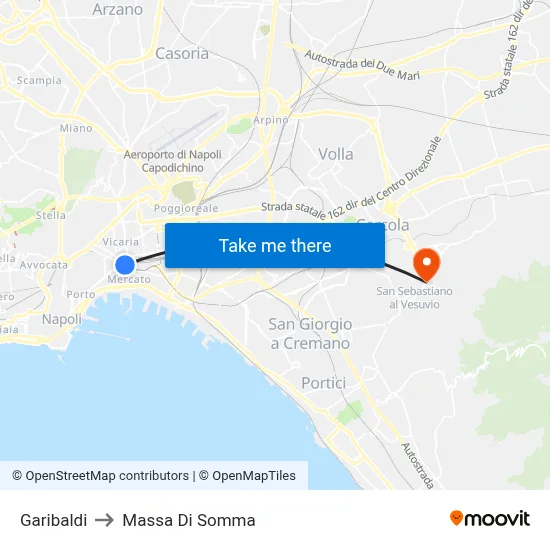 Garibaldi to Massa Di Somma map