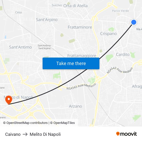 Caivano to Melito Di Napoli map