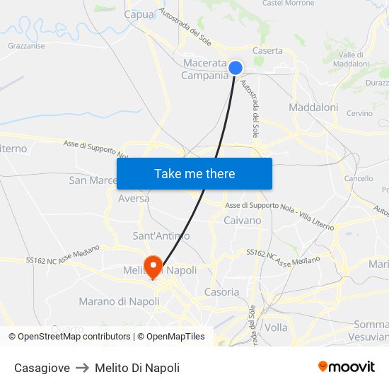 Casagiove to Melito Di Napoli map