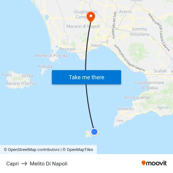 Capri to Melito Di Napoli map