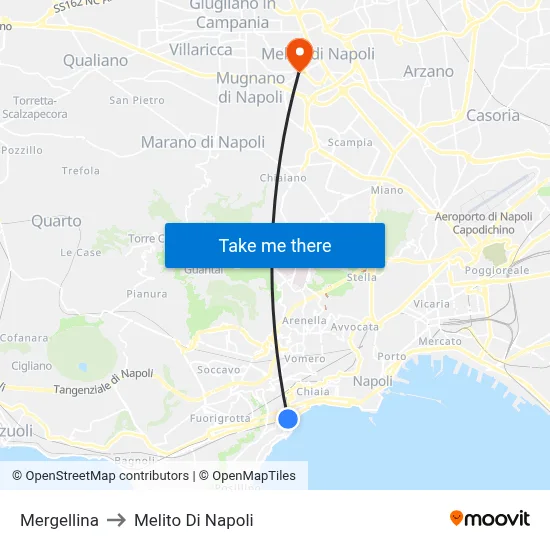 Mergellina to Melito Di Napoli map