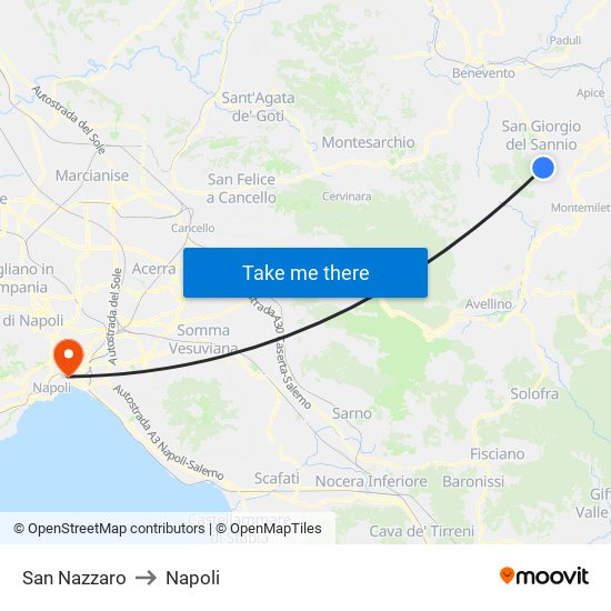 San Nazzaro to Napoli map