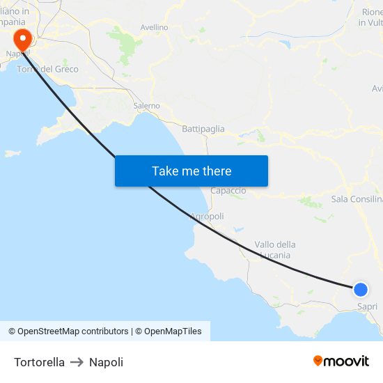 Tortorella to Napoli map
