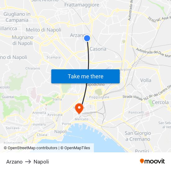 Arzano to Napoli map