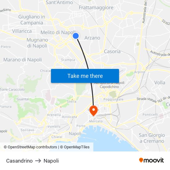 Casandrino to Napoli map