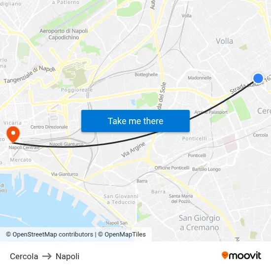 Cercola to Naples map