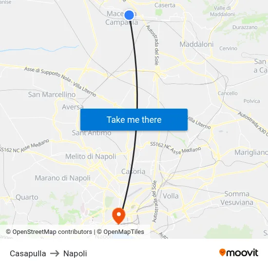 Casapulla to Naples map