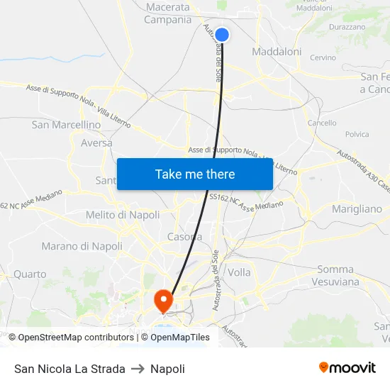 San Nicola La Strada to Naples map
