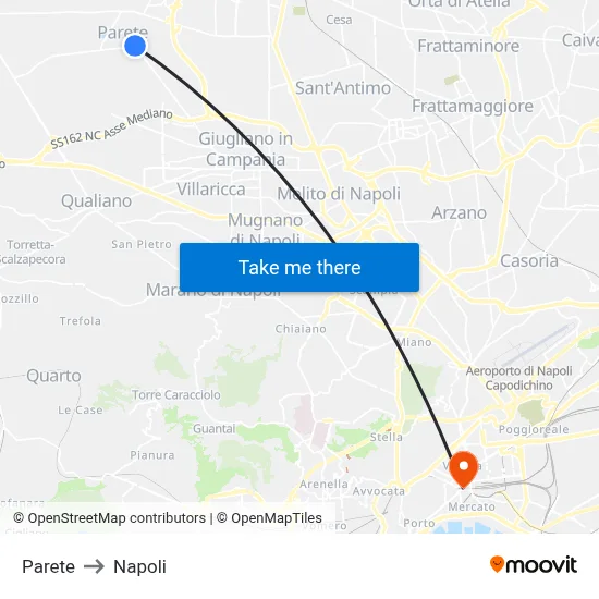 Parete to Naples map