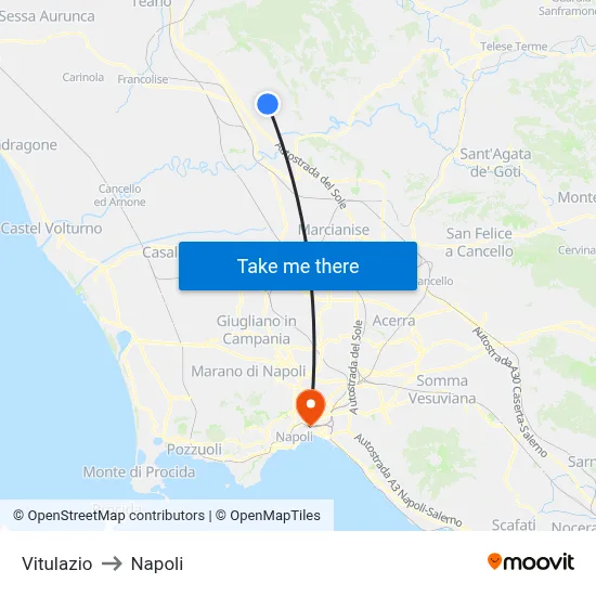 Vitulazio to Naples map