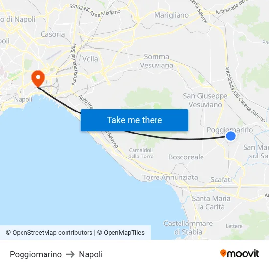 Poggiomarino to Naples map