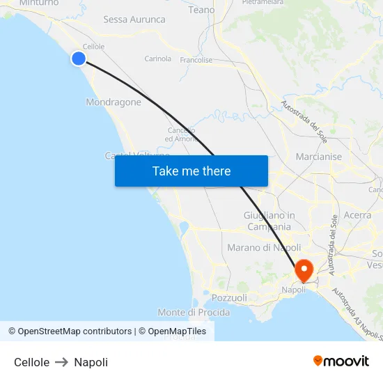 Cellole to Naples map