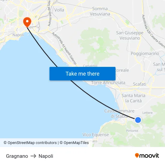Gragnano to Naples map