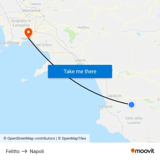 Felitto to Napoli map