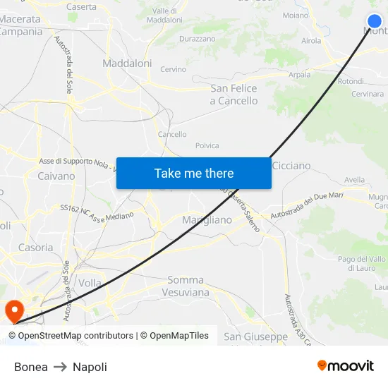 Bonea to Naples map