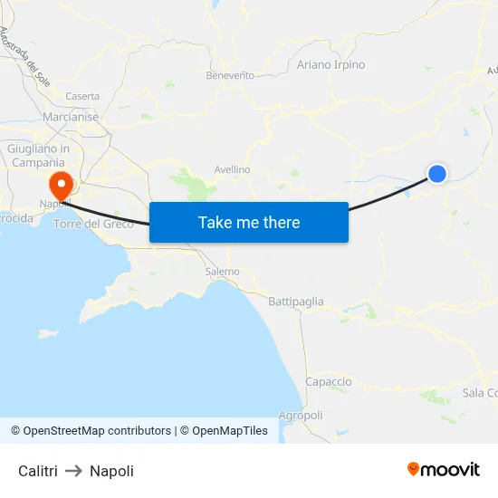 Calitri to Napoli map