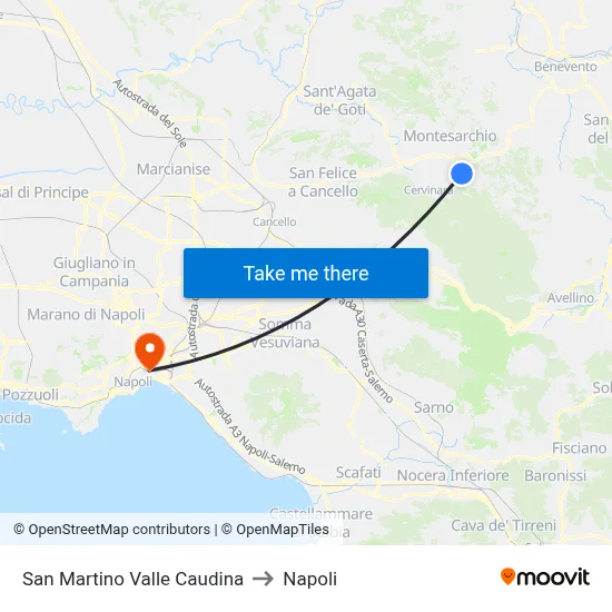 San Martino Valle Caudina to Naples map