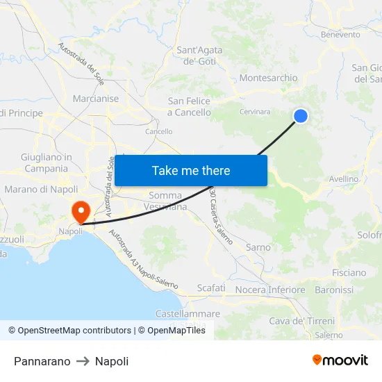 Pannarano to Naples map